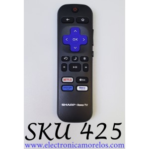 CONTROL REMOTO SHARP PARA SMART TV ROKU ((NUEVO Y ORIGINAL)) / 3026000011 / GSD-P21008-C01 / RC-ALIR / GS231127004166R0 / MODELOS 4T-C50EL8UR / NETFLIX / APPLE TV / PRIME VIDEO / ROKU CHANEL